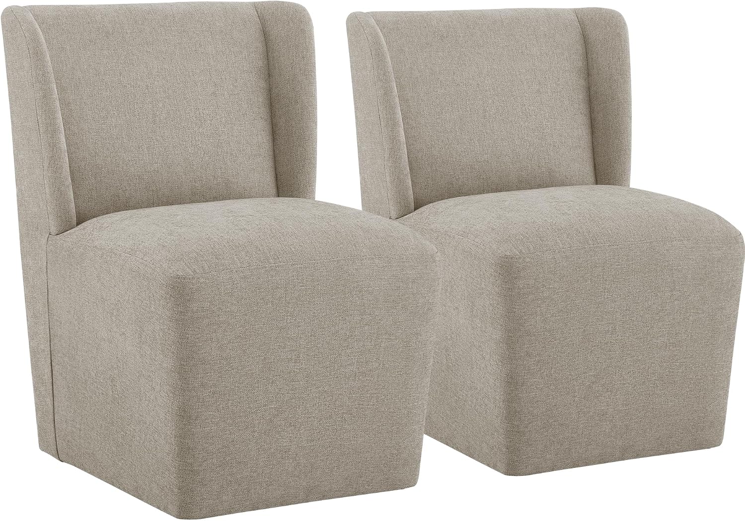 KISLOT Dining Chairs with Casters Require Assembly Upholstered Wingback Single Sofa Armless Deskchair for Bedroom Waiting Room Kitchen Diningroom