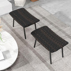 Tangkula Set of 2 Patio Ottomans, Multipurpose Rattan Ottomans w/Padded Quick Dry Foam & Heavy-Duty Metal Legs, Outdoor Wicker Footrest Extra Seating for Poolside, Backyard All Weather Resistant