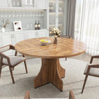 Round Dining Table 47 Inch for 4-6 People, 0.98 Inch Thick Tabletop with Adjustable Feet, Sturdy Legs, Easy to Clean & Assemble, Modern Kitchen Dining Room Table for Small Space Apartment, Walnut Wood
