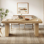 Tribesigns 63 Inches Farmhouse Dining Table for 6, Modern Kitchen Table with Fluted Line for Dining Room, Living Room, Natural