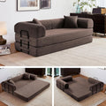 79" Convertible Sofa Bed, 5-in-1 Corduroy Couch Bed Sofa Pull Out, Memory Foam Couch, No Assembly Futon Couches for Living Room (Brown)