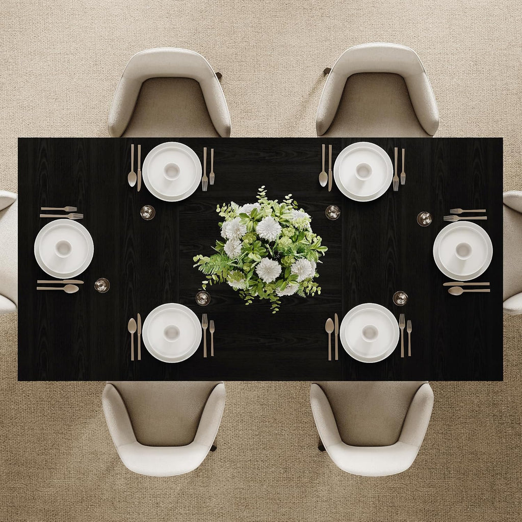 Einhomn 71" Dining Table for 6-8, Rectangular Farmhouse Kitchen Table with Sturdy Diamond-Shaped Legs & Solid Back Panel, Modern Wood Dinner Table for Dining Room, Living Room, Black