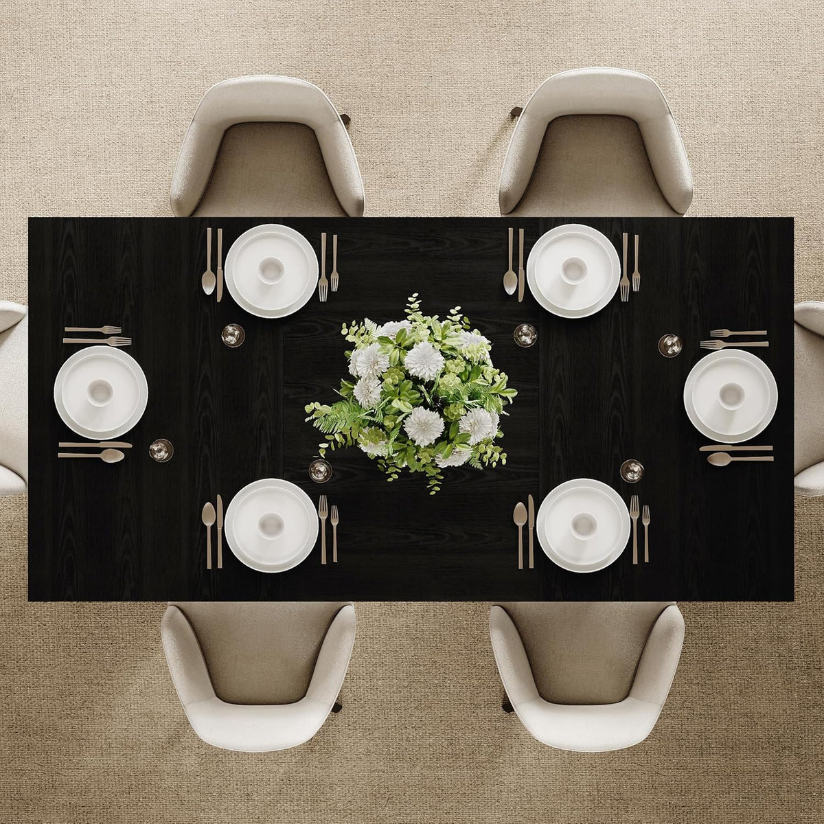 Einhomn 71" Dining Table for 6-8, Rectangular Farmhouse Kitchen Table with Sturdy Diamond-Shaped Legs & Solid Back Panel, Modern Wood Dinner Table for Dining Room, Living Room, Black