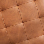 Ornavo Home 18" Round Storage Ottoman with Lid, Holds 300 lbs, Cognac | Faux Leather Tufted Fabric; Foot Rest Stool & Vanity Chair For Living Room, Bedroom Or Entryway