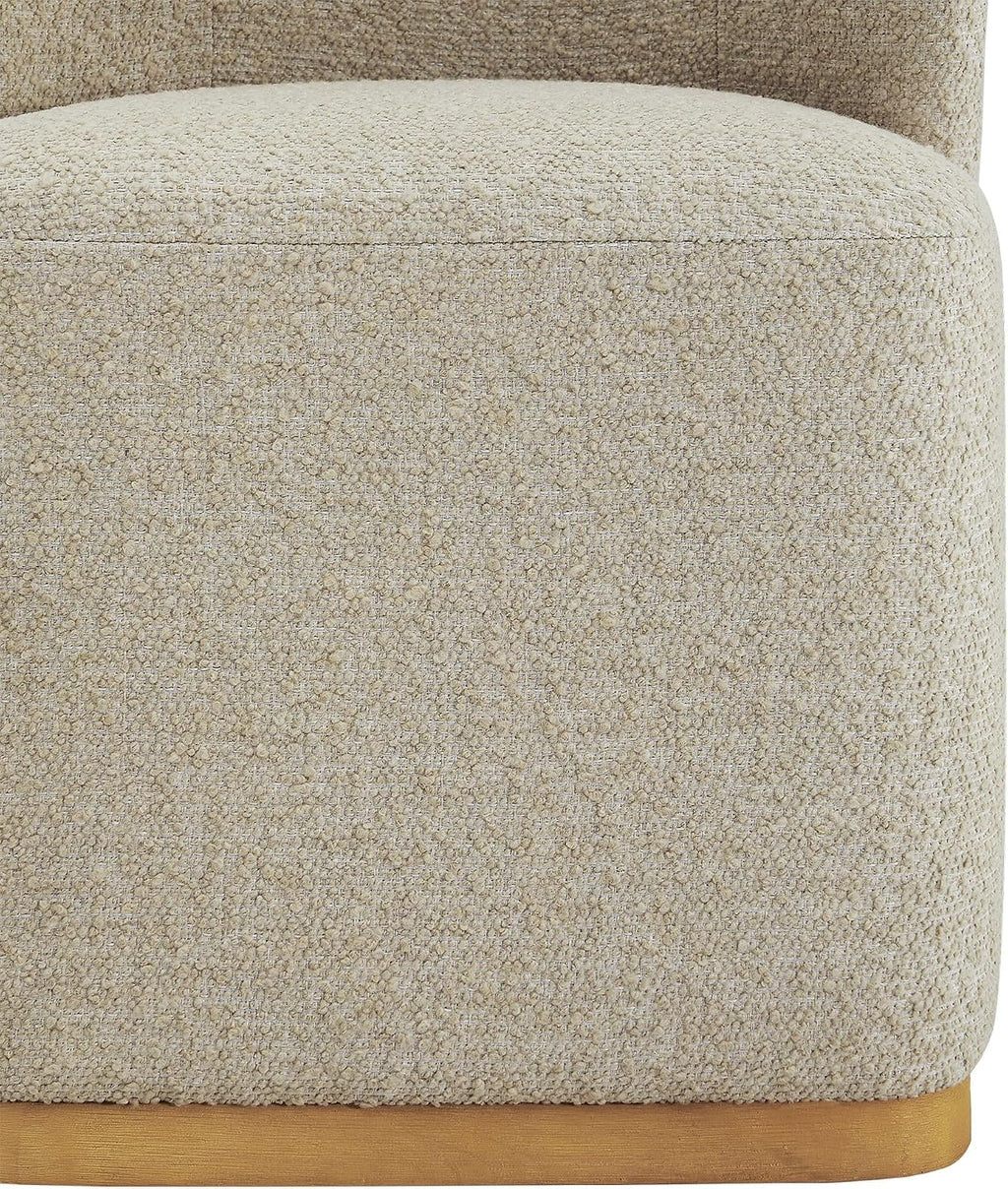 CHITA Upholstered Rolling Dining Chair with Casters Set of 4, Oatmeal | FSC Certified Modern Fabric Dining Chair with Casters, Boucle Dining Chairs for Reading Room Kitchen Dining Room