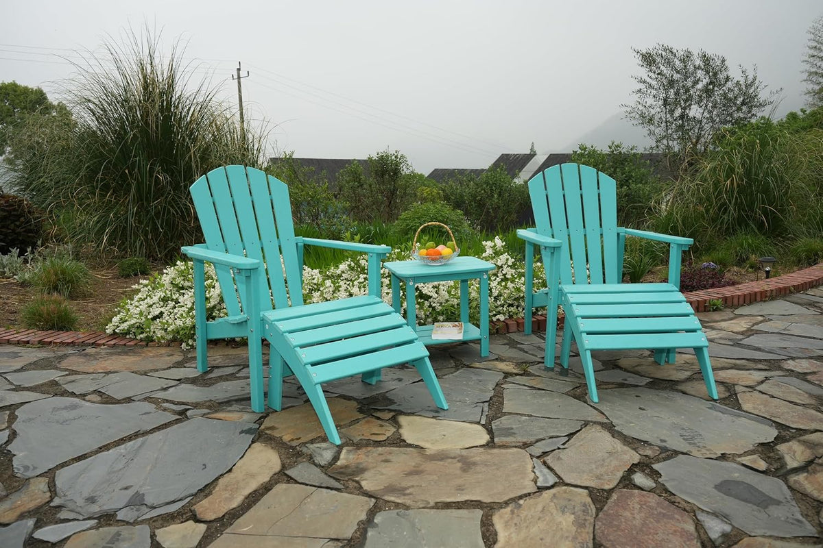 nevilywood HDPE Folding Ottoman - Adirondack Chair Footrest – Weather Resistant, Wood-Grain, Low-Maintenance-, Garden Patio Porch – Black