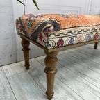 Ottoman Bench with Rug Upholstered Handmade Wood Work for Boho Farmhouse Kitchen Dining Room Entryway Footstool Livingroom Bedroom, Piano Bench, Coffee Bench (Era-62, 18x18x48)