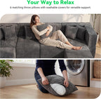 MONVANE Oversized Sectional Couch 10-Seat, Chenille, Gray | Sectional Couch for Living Room, Modular Cloud Sofa with Ottoman & 10 Throw Pillows, No Assembly Required