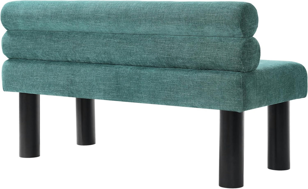Christopher Knight Home Wally Fabric Upholstered Dining Bench, Long Dining Room Chair, Wooden Entryway Bench, Bedroom End of Bed Bench, Teal Green+Black