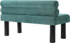 Christopher Knight Home Wally Fabric Upholstered Dining Bench, Long Dining Room Chair, Wooden Entryway Bench, Bedroom End of Bed Bench, Teal Green+Black