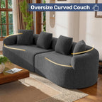 110” Modern Curved Sofa,Oversized Couch for Living Room,Cloud Couch,Modular Sectional Sofa with Deep Seat,No Assembly Required,Black