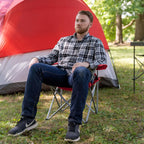 Basic Quad Folding Camp Chair with Cup Holder, Red, Adult