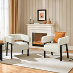 Yaheetech Accent Living Room Chair with Pocket Coiled Seat Set of 1 | Sofa Armchair | Barrel Chair | Corduroy | Comfy | Modern | Small Space | Bedroom | Reading | Beige