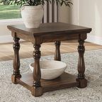 Signature Design by Ashley Sturlayne End Table, Traditional Rectangular Accent Table with Storage Lower Shelf, Hardwood Solids, Veneers, and MDF Substrates, for Living Room Couch, Dark Brown