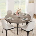 GarveeHome 47 in Round Dining Table, Industrial Dinner Table for 4 to 6, Wooden Kitchen Table with Sturdy Metal Frame & Rustic Gray Finish, Circle Kitchen Table for Dining Room, Kitchen （No Chairs）