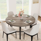 GarveeHome 47 in Round Dining Table, Industrial Dinner Table for 4 to 6, Wooden Kitchen Table with Sturdy Metal Frame & Rustic Gray Finish, Circle Kitchen Table for Dining Room, Kitchen （No Chairs）