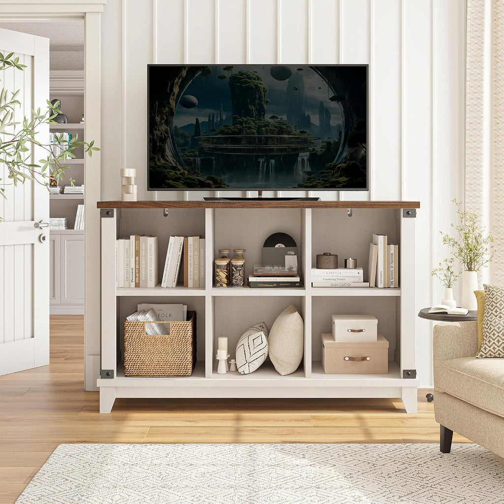 EnHomee Farmhouse 6-Cube Storage Organizer for Living Room, White