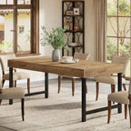 Tribesigns Farmhouse Dining Table for 4-6 People, 55 Inches Industrial Rectangular Kitchen Dinner Table with Heavy-Duty Metal Legs for Home, Dining Room, Small Space, Rustic Brown