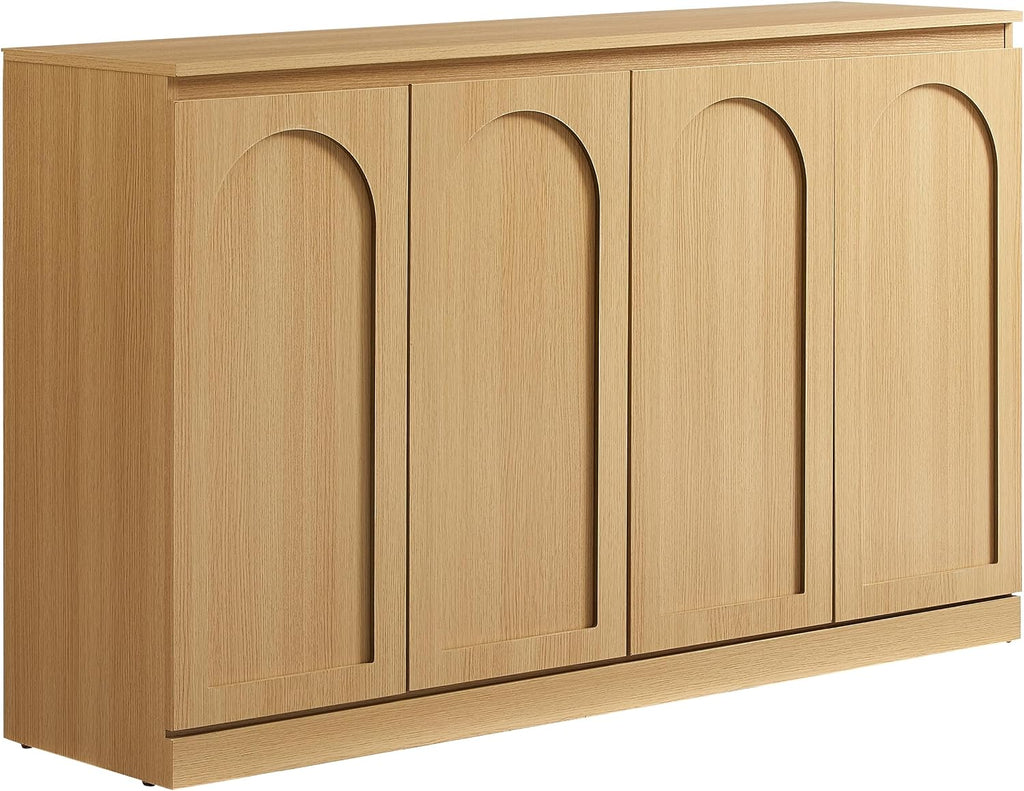 Crosley Furniture Marco Modern Sideboard Buffet Cabinet with Shelves, Dining Room, Kitchen, TV Stand Console, Ash