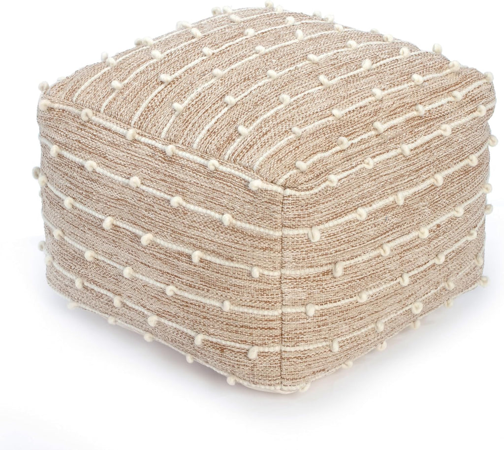 Anji Mountain 16" H x 22" W Handmade Pouf Ottoman for Living Room & Couch | Soft & Fluffy Ottoman Pouf, Lightweight, Decorative Floor Pouf Seating for Bedroom & Home Décor Accent, Penelope