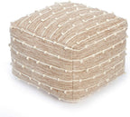 Anji Mountain 16" H x 22" W Handmade Pouf Ottoman for Living Room & Couch | Soft & Fluffy Ottoman Pouf, Lightweight, Decorative Floor Pouf Seating for Bedroom & Home Décor Accent, Penelope