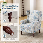 EROMMY Floral Accent Chair, Comfortable High Back Upholstered Armchair with Solid Wood Legs, Leisure Single Sofa Chair for Living Room, Home Office, Bedroom, Blue Floral