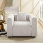 VANOMi 42" W Oversized Armchair, Modern Boucle Accent Chair with Pillow, Comfy Living Room Chairs for Reading, Office, Apartment, Light Khaki