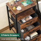 Huuger Nightstand with Charging Station, 27.6 Inch Bedside Table,Side Table