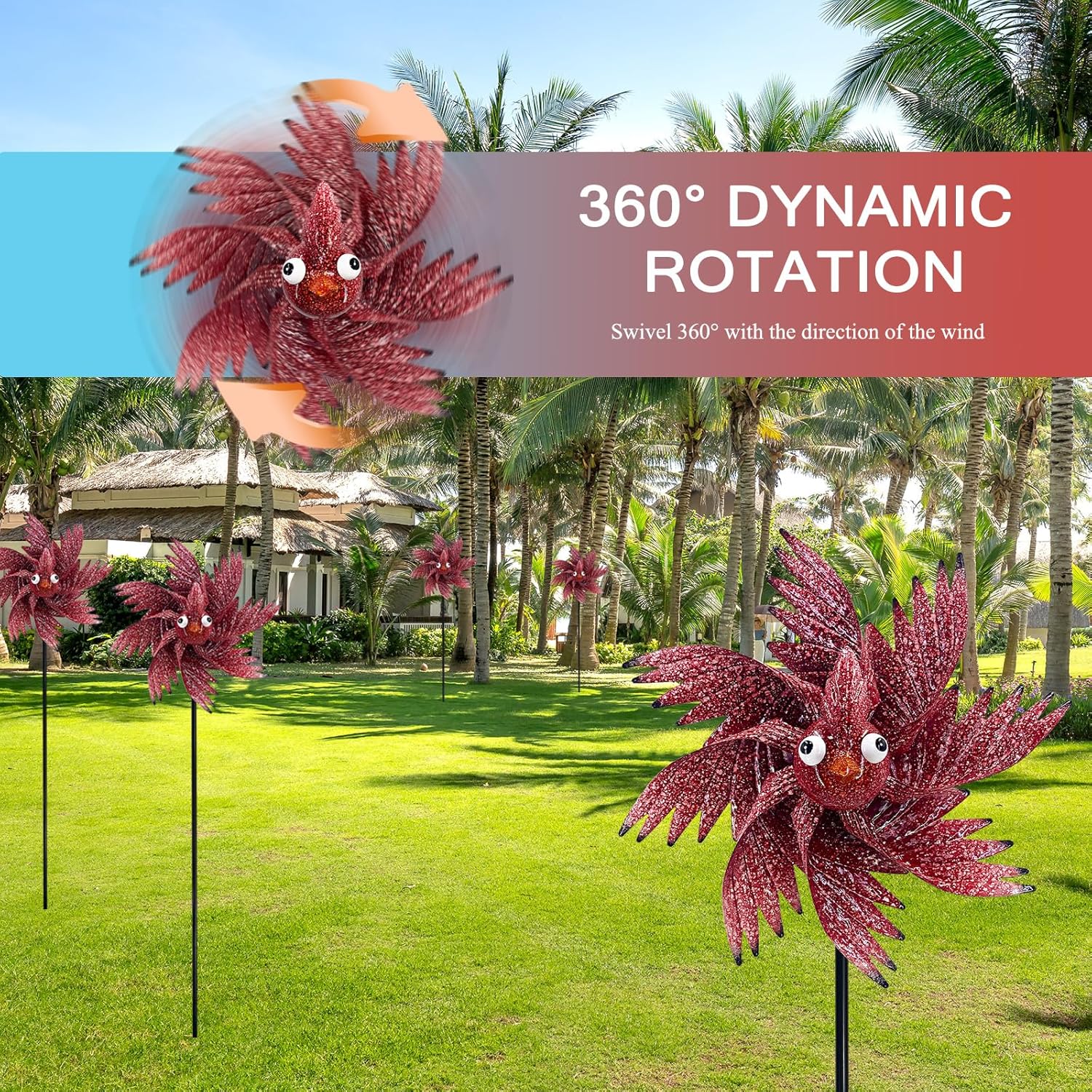 Wind Spinner Outdoor Metal Bird Decor Wind Spinner for Yard Lawn & Garden Decoration, 42 Inch