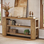 Tribesigns 70.9-Inch Extra Long Console Table with Storage, Narrow Wooden Sofa Table Behind The Couch, Farmhouse 3-Tier Entry Foyer Table for Entryway, Living Room, Hallway, Natural