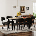 Boucle Chairs Set of 6, Modern Black Upholstered Dining Chairs with Black Metal Legs, Boucle Dining Chairs with Curved Backrest for Dining Room, Kitchen(Only Chairs)