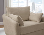 360° Swivel Accent Armchair, 39.3" Oversized, Sherpa Boucle Fabric Sofa Chair with Removable Back & Arm Pillows, Swivel Chair with Cozy Soft Padded (1, Camel)