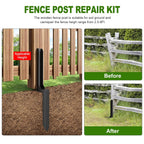 One-Piece Fence Post Repair Kit，Heavy Duty Steel Fence Post Anchor Ground Spike ，Quick Fix Broken/Leaning Wood Posts with，and Fixed Fence Posts（4-Pack）
