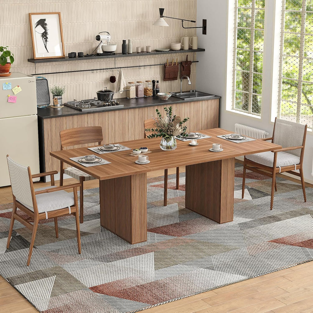 Yanosaku 78.7'' Dining Table for 4 6 8 10, Rectangular Kitchen Table with Storage, Farmhouse Dining Room Table for Kitchen, Dining Room, Living Room