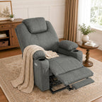 MCombo Power Lift Recliner Chair for Elderly 7040(Grey, Medium) | Heat and Massage, Breathable Fabric, USB& Type C Charging Port, FSC Certified