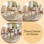 P PURLOVE Modern 3 Piece Table Set, Triangular Table and 2 Curved Wood Chairs for Living Room, Dining Room, Kitchen, Small Space, Minimalist Space-Saving (Natural)
