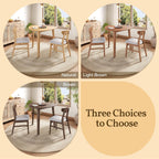 P PURLOVE Modern 3 Piece Table Set, Triangular Table and 2 Curved Wood Chairs for Living Room, Dining Room, Kitchen, Small Space, Minimalist Space-Saving (Light Brown)