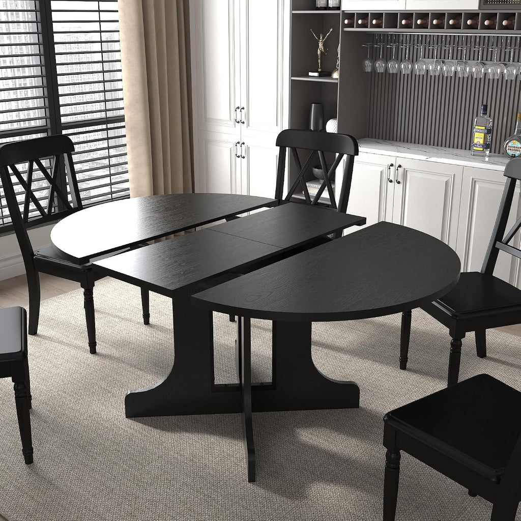 Round Expandable Dining Table,Wood Extendable Dining Room Table Extendable Table, Long Dining Table for Kitchen