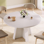 iPormis 47-Inch Round Dining Table for 4-6 People, Modern Wooden Kitchen Table for Dining Room, Farmhouse Circle Dinner Tables Furniture for Kitchen Living Room, White