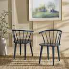SAFAVIEH Furniture - Blanchard Side Chair Set of 2 - Navy - Solid Wood - Farmhouse Spindle - Ideal for Dining Room, Kitchen, Living Room, 18" Seat Height (AMH8512Q-SET2)