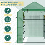 Outsunny 8' x 6' x 7' Walk-in Greenhouse with Mesh Door and Windows, 18 Shelf Green House with Trellis, Plant Labels, UV Protective for Growing Flowers, Herbs, Vegetables, Saplings, Green
