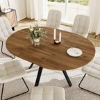 HIPIHOM Extendable Round Dining Table Set for 6 People, 43.3"-59.1" Extendable Kitchen Table with 6 Upholstered Chairs, Space Saving for Kitchen Dining Room (Walnut Table+6 U-Shaped White Chairs)