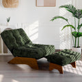 MAXYOYO Accent Chair with Ottoman, Lounge Chair with Adjustable Backrest | Tufted Living Room Chair Upholstered Lounge Chair with Footrest Set, Modern Chair for Reading Room, Green