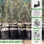 Farm Plastic Supply - 20 Gallon Fabric Grow Bags - (10 Pack) - Nonwoven Fabric Pots with Handles, Grow Bag, Plant Grow Bags, Garden Bag, for Farming, Gardening, Agriculture