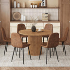Table and Chairs Set of 6, Round Dining Room Sets for 6, 42 Inch Storage Table with 6 Chairs for Living Room, Kitchen, Farmhouse, Office