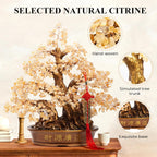 Natural Citrine Gemstone Crystal Bonsai Tree of Life （1,300 Gemstone Count） Large Feng Shui Money Chakra Tree for Luck and Wealth Desk Decoration 18 Inches