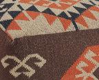 L. R. Resources, Inc. LR Home Handmade Bohemian Brown/Orange Cotton Square Pouf Ottoman for Home Decor | Indoor Foot Rest for Bedroom & Living Room Decor | 18 x 18 x 12 Stuffed Ottoman for Seating