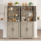 70" Tall Pantry Cabinet, Kitchen Pantry Cabinet with Doors and Adjustable Shelves, Freestanding Cupboard, Tall Storage Cabinet for Bathroom, Dining Room, Living Room, Gray