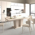 Extendable Dining Room Table for 6 8 10, Modern Farmhouse Rectangular Wooden Folding Kitchen Expanding Long Expandable Dining Room Conference Table with Pedestal Base 78.74" - 62.99" Beige