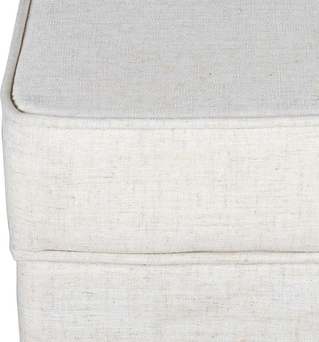 Homepop Home Decor | K7342-F2067 | Classic Square Storage Ottoman with Lift Off Lid | Ottoman with Storage for Living Room & Bedroom, Cream Woven